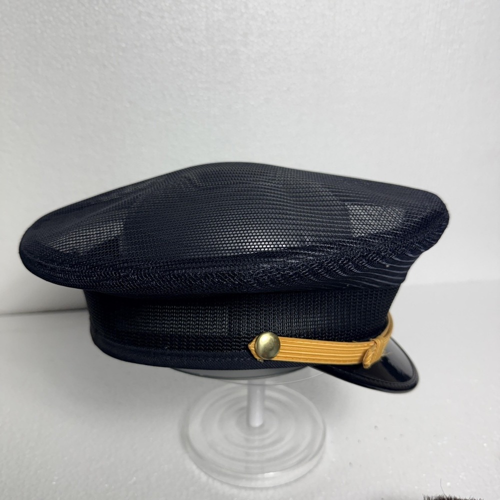 Mesh Mariner Hat Cap Fitted Mens One Size Black Breathable Uniform Workwear - Picture 4 of 9